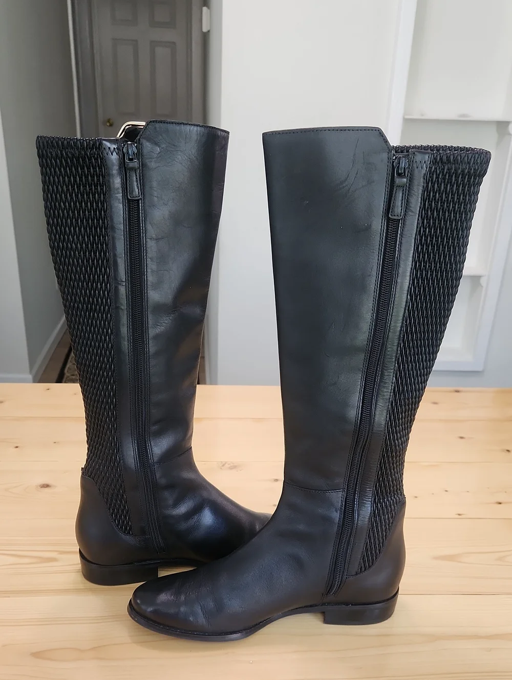 Cole Haan Rockland Black Leather Tall Stretch Riding Boots Size 8